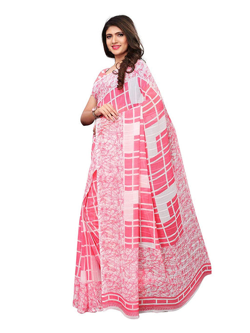 Pink, White Color Georgette Saree only in Bigswipe