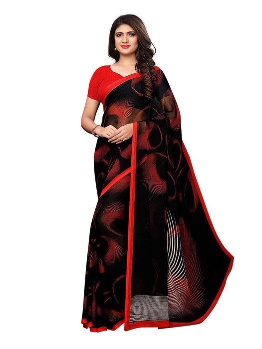 Black, Red Color Georgette Saree only in Bigswipe