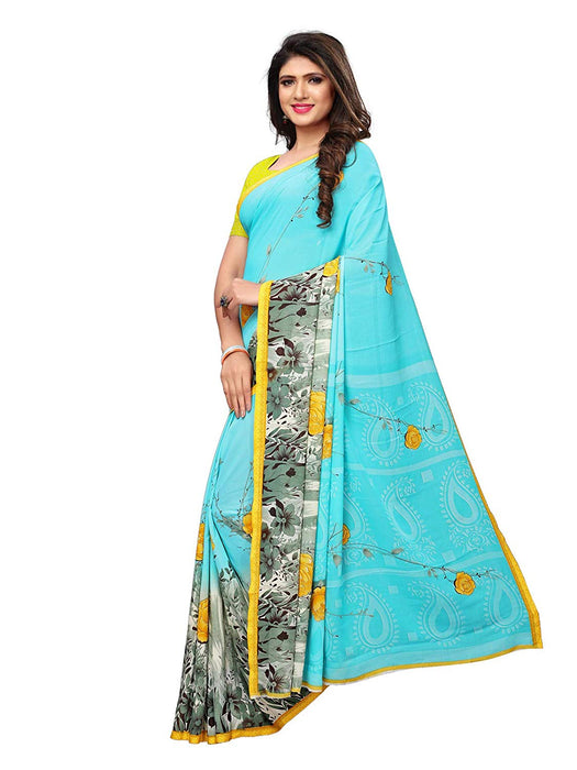 Blue, Multi Color Georgette Saree only in Bigswipe