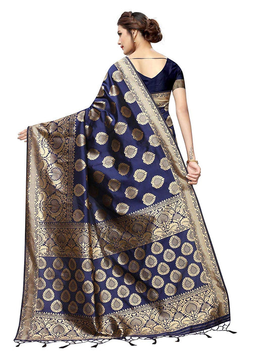 Navy Blue Color Poly Silk Saree only in Bigswipe