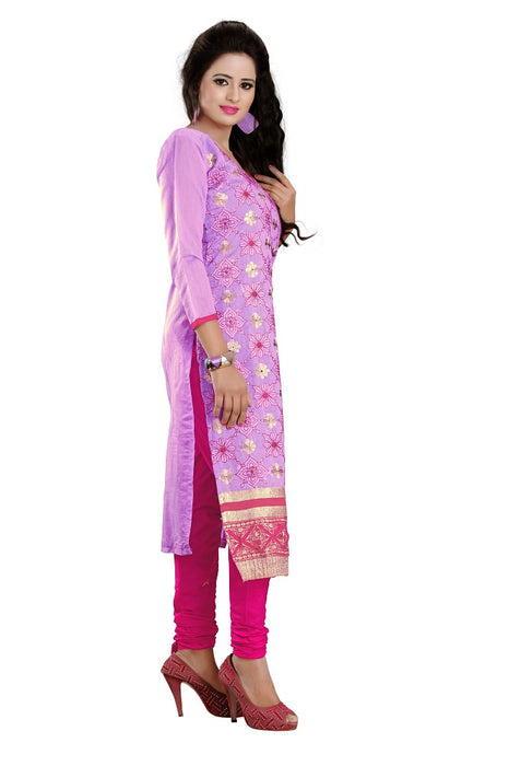 Womens Designer Purple Chanderi Partywear Salwar Suit Dress Material For Womens