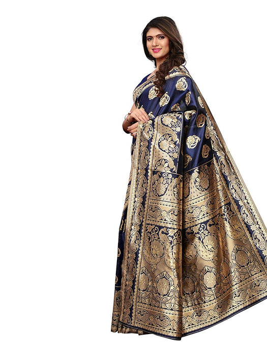 Navy Blue Color Poly Silk Saree only in Bigswipe