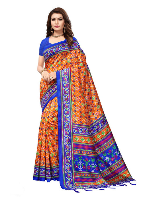 Orange, Blue, Multi Color  Poly Silk Saree only in Bigswipe