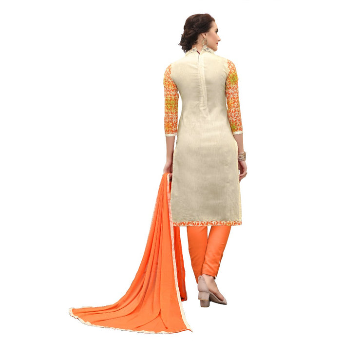 Chanderi Cotton Fabric Cream  Color Dress Material only in Bigswipe