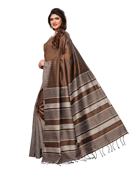 Brown, Beige Color Tussar Silk (Art Silk) Saree only in Bigswipe