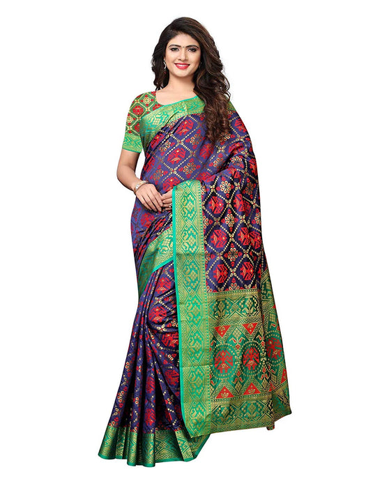 Navy Blue Color Poly Silk Saree only in Bigswipe