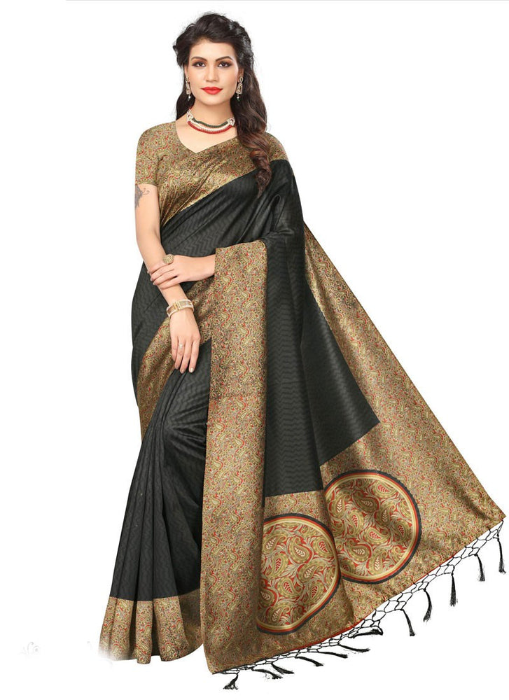 Black, Multi Color Poly Silk Saree only in Bigswipe