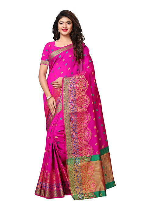 Pink Color Chanderi Silk Saree only in Bigswipe