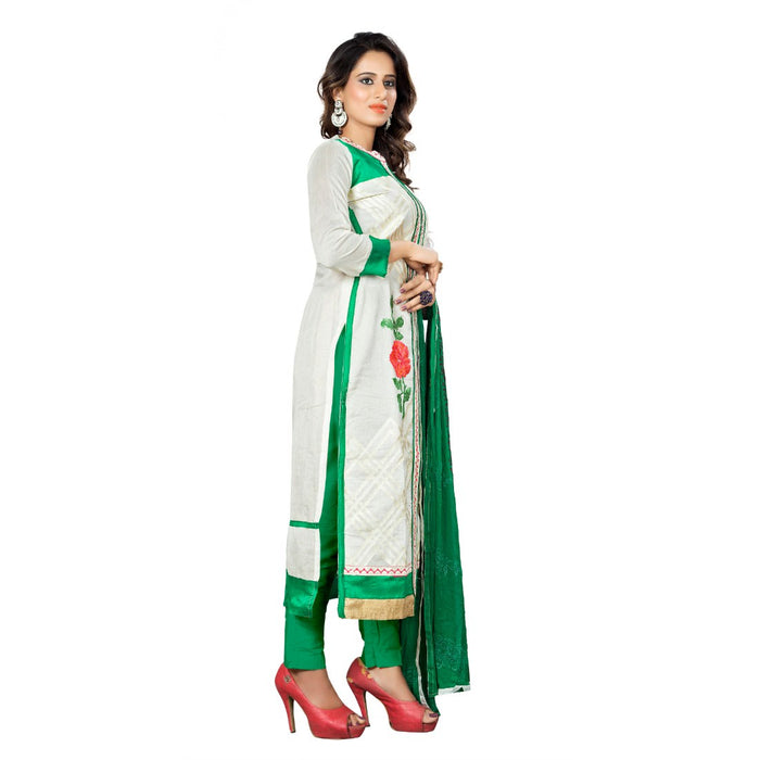 Chanderi Fabric White Color Dress Material only in Bigswipe