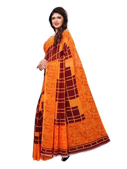 Maroon, Orange Color Georgette Saree only in Bigswipe