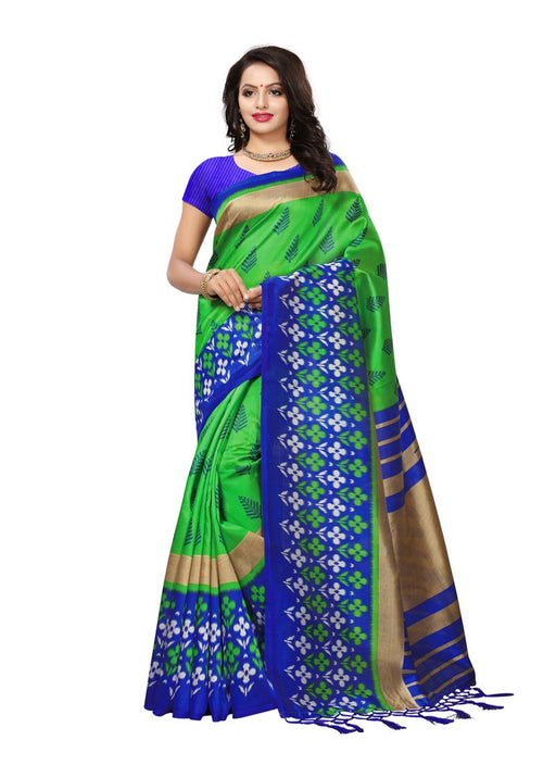 Green, Blue, Beige Color  Poly Silk Saree only in Bigswipe