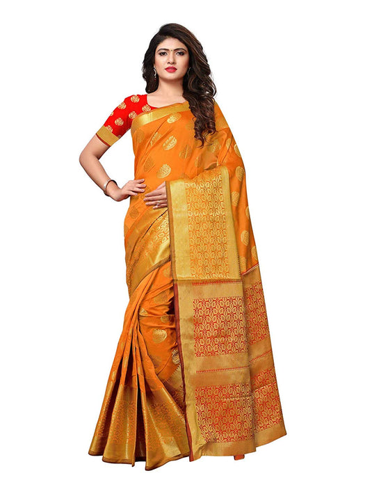 Orange Color Poly Silk Saree only in Bigswipe