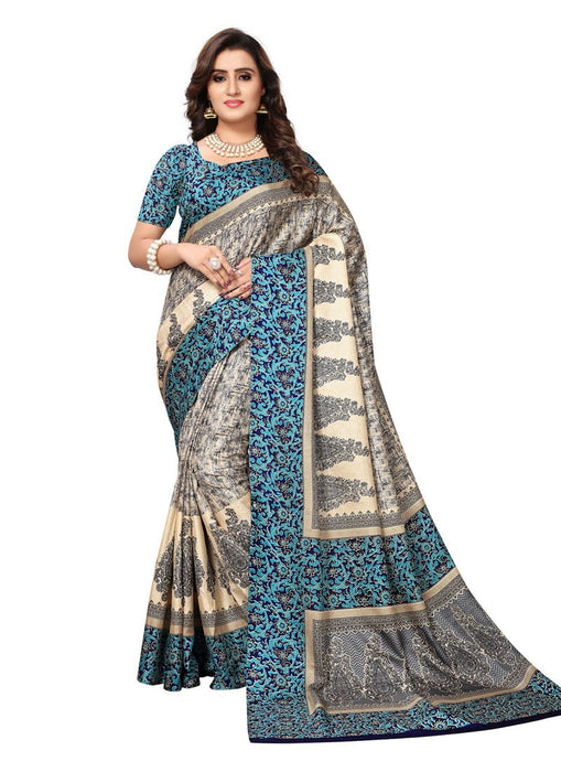 Beige, Blue, Multi Color  Vichitra Silk (Art Silk) Saree only in Bigswipe