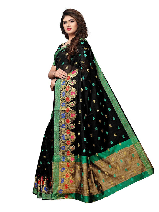 Black Color Chanderi Silk Saree only in Bigswipe