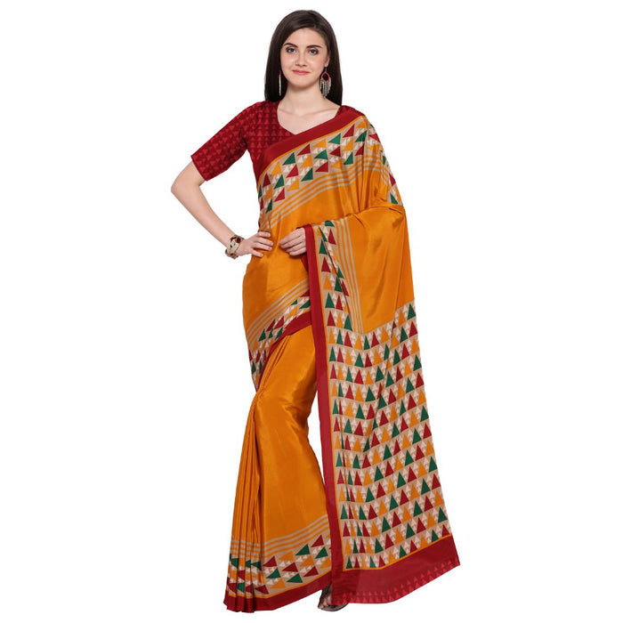 Crepe Fabric Mustard Color Saree with Blouse only in Bigswipe