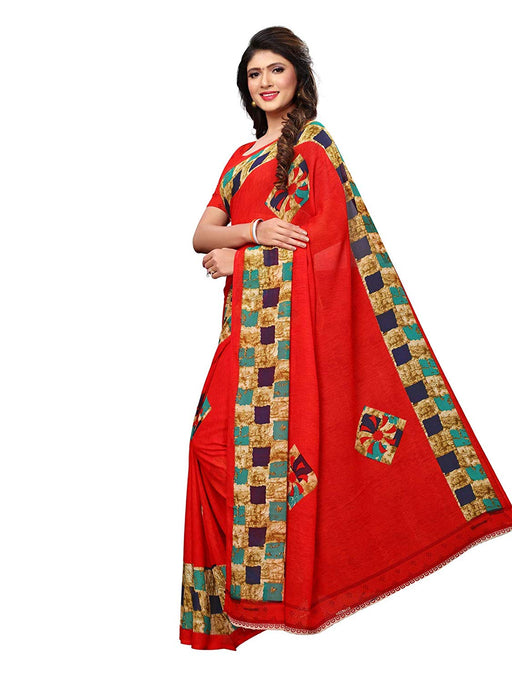 Red, Multi Color Georgette Saree