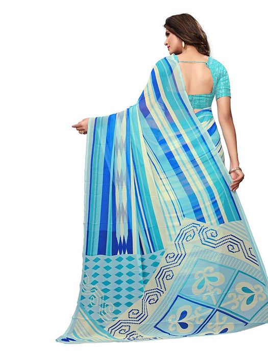 Blue, Multi Color Georgette Saree only in Bigswipe