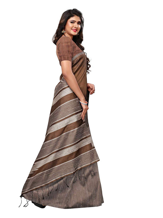 Brown, Beige Color Tussar Silk (Art Silk) Saree only in Bigswipe