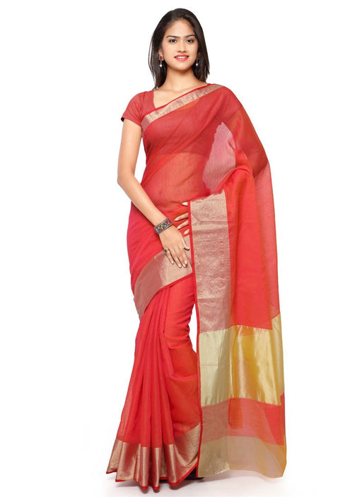 Orange Color Poly Silk Saree only in Bigswipe