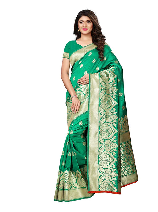 Green Color Poly Silk Saree only in Bigswipe