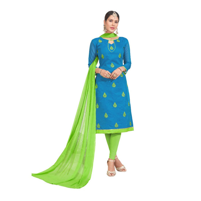 Chanderi Fabric Sky Blue Color Dress Material only in Bigswipe