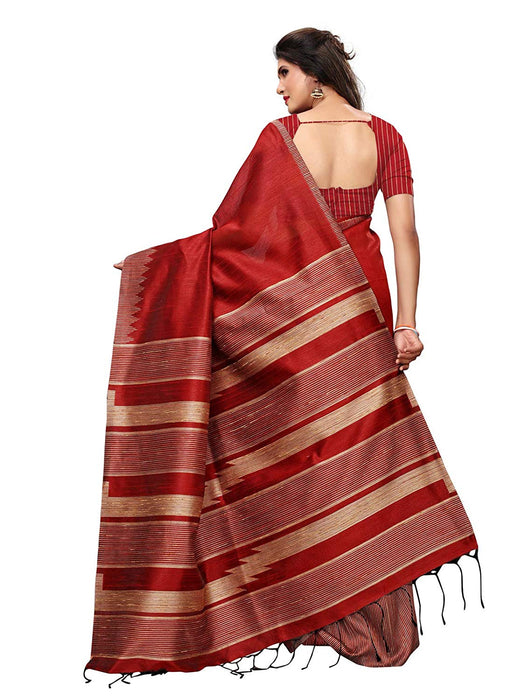 Maroon, Beige Color Tussar Silk (Art Silk) Saree only in Bigswipe