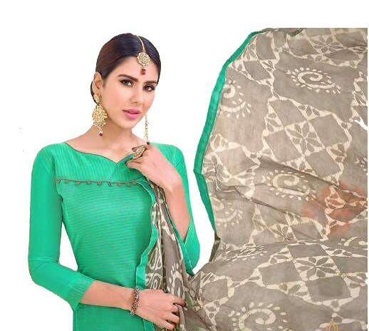 Green With Grey Bottom Salwar Material only in Bigswipe