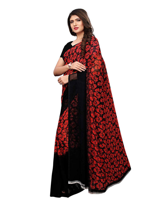 Black, Red Color Georgette Saree only in Bigswipe