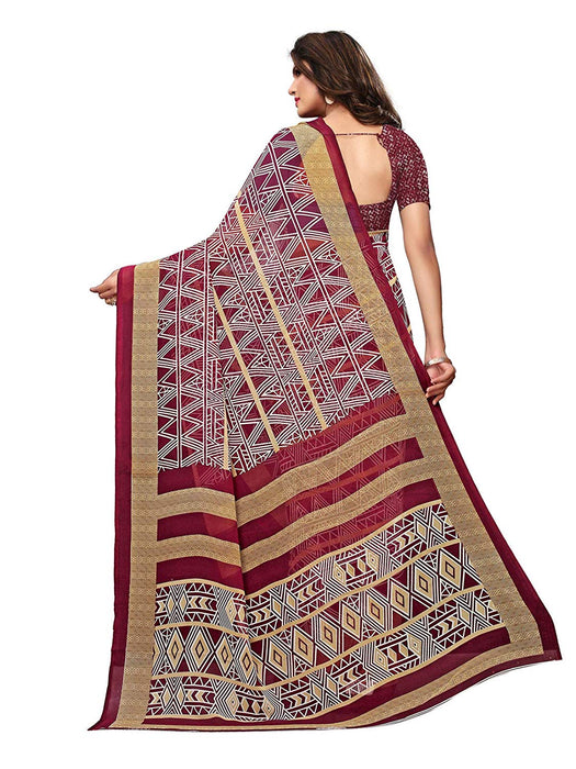 Purple, Beige, Multi Color Georgette Saree