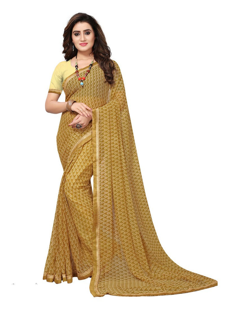 Brown (Light Brown), Beige Color  Georgette Saree only in Bigswipe