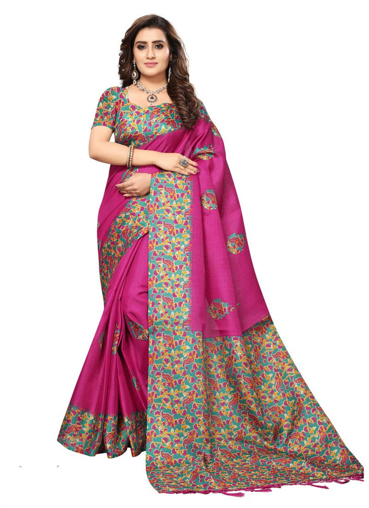 Pink, Multi Color  Art Silk Saree only in Bigswipe