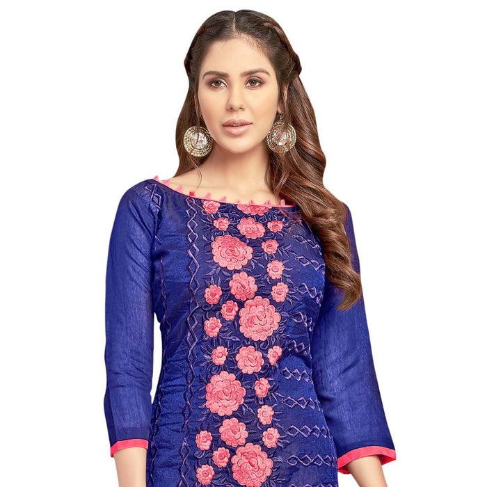 Chanderi Fabric Blue Color Dress Material only in Bigswipe