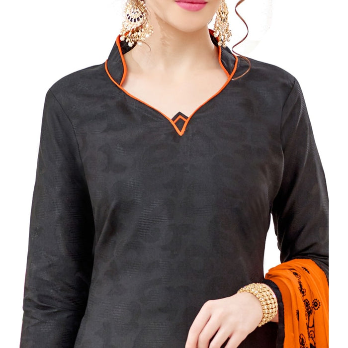 Cotton Jacquard Fabric Charcoal Color Dress Material only in Bigswipe