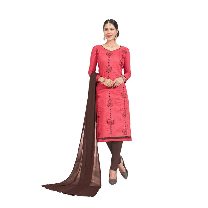 Chanderi Fabric Pink Color Dress Material only in Bigswipe