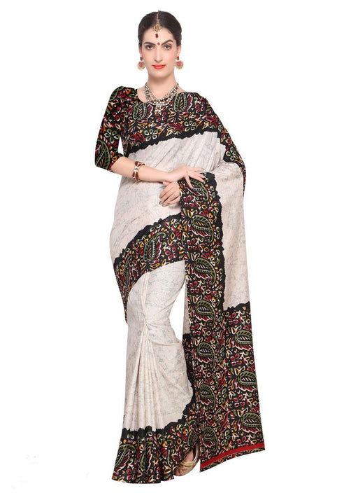 Cream, Black, Multi Color Art Silk Saree only in Bigswipe