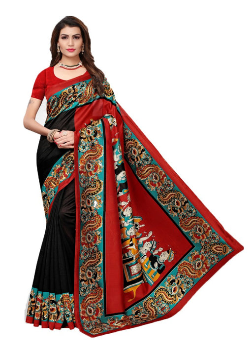 Black, Multi Color Poly Silk Printed Work Saree only in Bigswipe