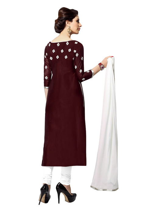 Womens Designer Maroon Cotton Partywear Salwar Suit Dress Material For Womens