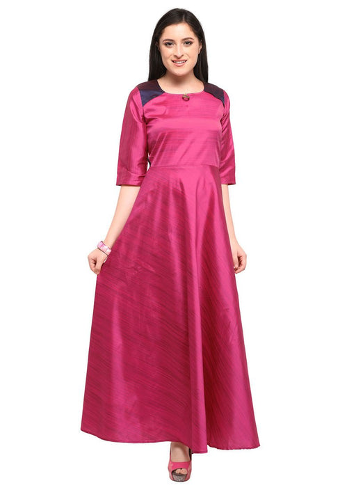 Magenta Color Plain Poly Silk (Two Tone Silk) Kurti only in Bigswipe