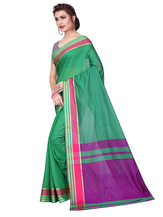 Green Color Chanderi Silk Saree only in Bigswipe