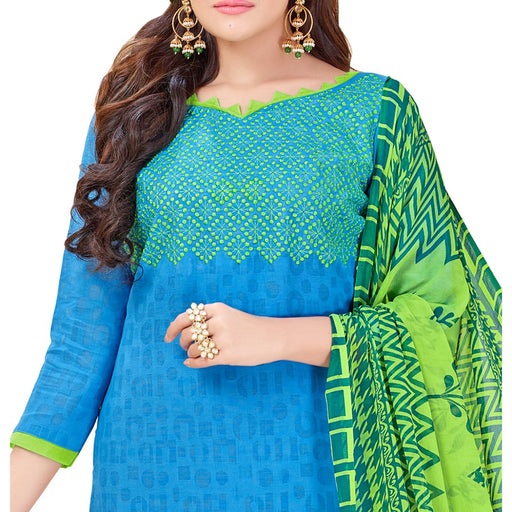 Cotton Jacquard Fabric Sky Blue Color Dress Material only in Bigswipe