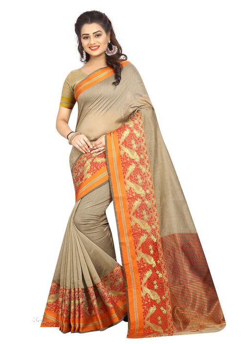 Beige Color Cotton Silk Saree only in Bigswipe