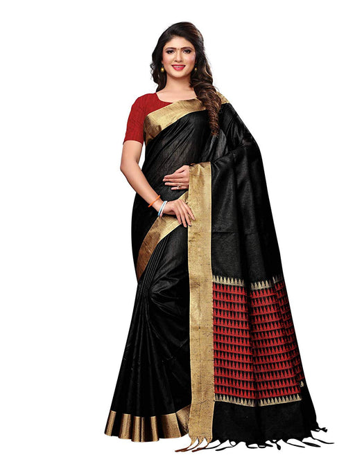 Black Color Tussar Silk (Art Silk) Saree only in Bigswipe