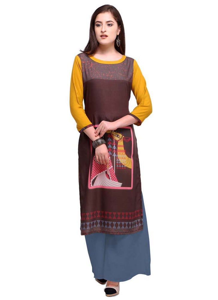 Multi Color Digital Printed Poly Cotton Kurti only in Bigswipe