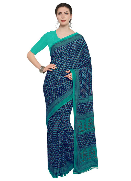 Green, Multi Color Poly Crepe Saree only in Bigswipe