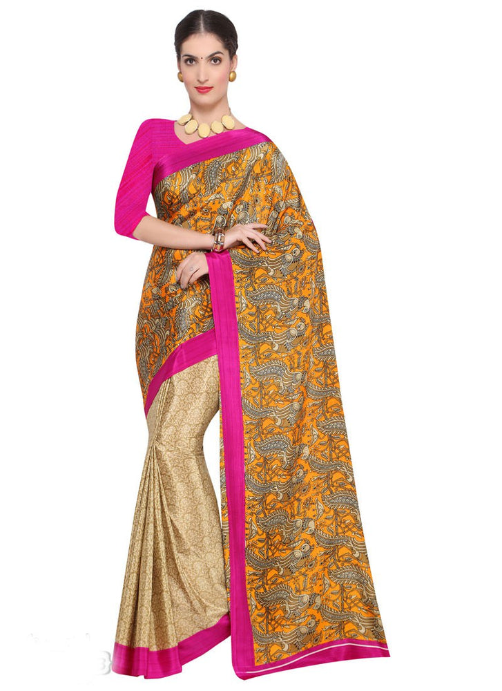 Beige Color Crepe Saree only in Bigswipe