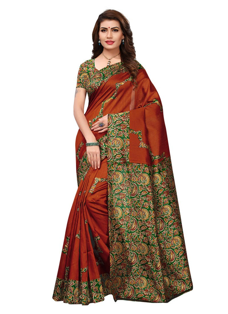 Brown, Multi Color  Kashmiri Silk (Art Silk) Saree only in Bigswipe