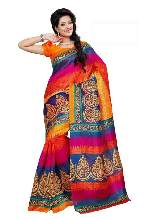 Multicoloured Bhagalpuri Art Silk Saree only in Bigswipe