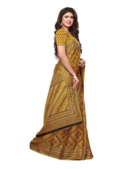 Yellow, Multi Color Poly Silk Saree