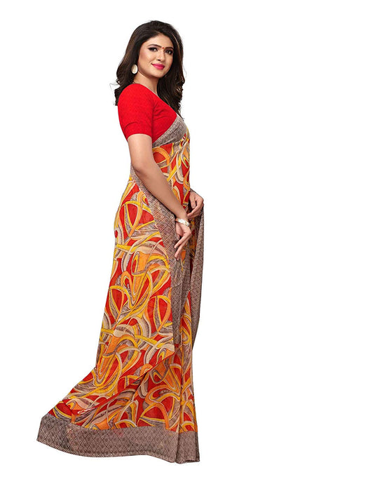 Red, Yellow, Multi Color Georgette Saree