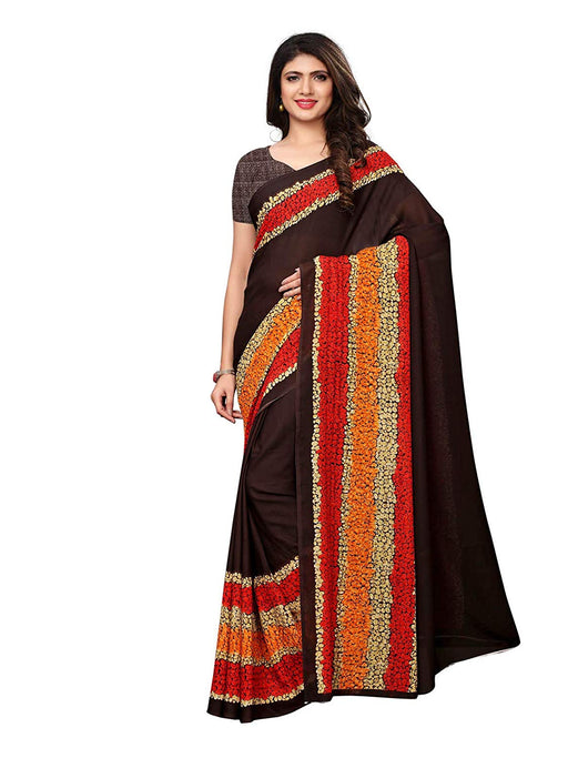 Brown, Multi Color Georgette Saree only in Bigswipe